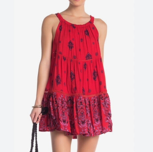 Free People Red Boho Dress. Like New! - Picture 2 of 12